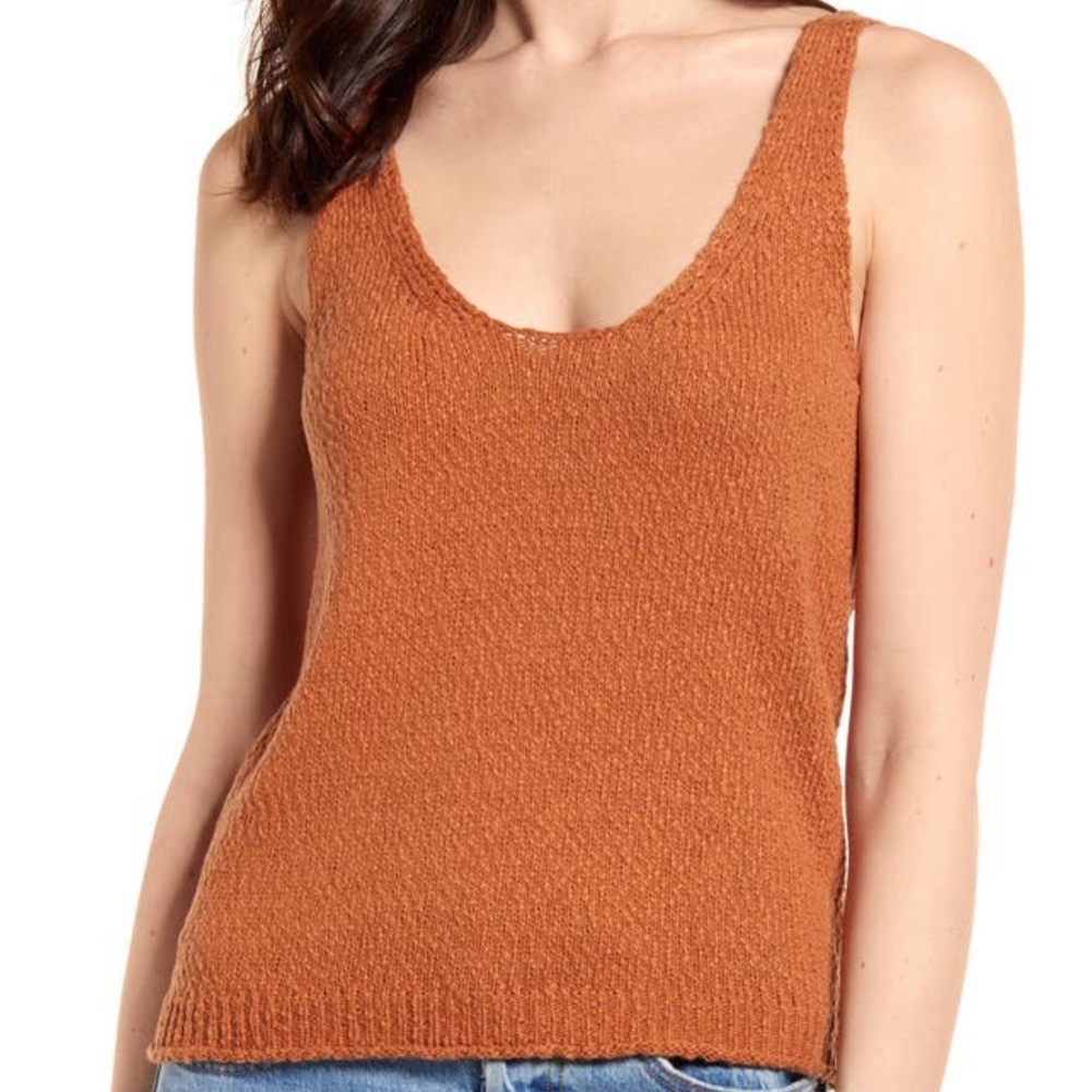 BP. Nordstrom Coastal Nubby Knit Scoop Neck Tank Top Brown Amber Textured XL